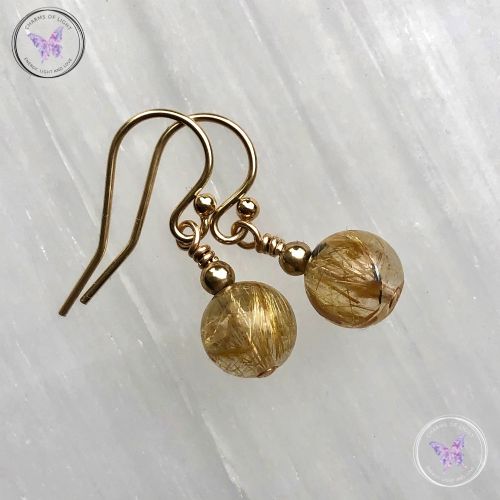 Golden Rutilated Quartz Gold Earrings